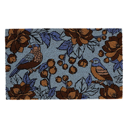 Doormat Coir Floral Blue L