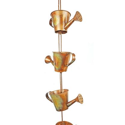 Flamed Watering Can Rain Chain