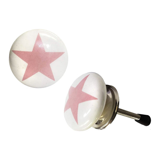 Round Knob, Pink Star, Cerami