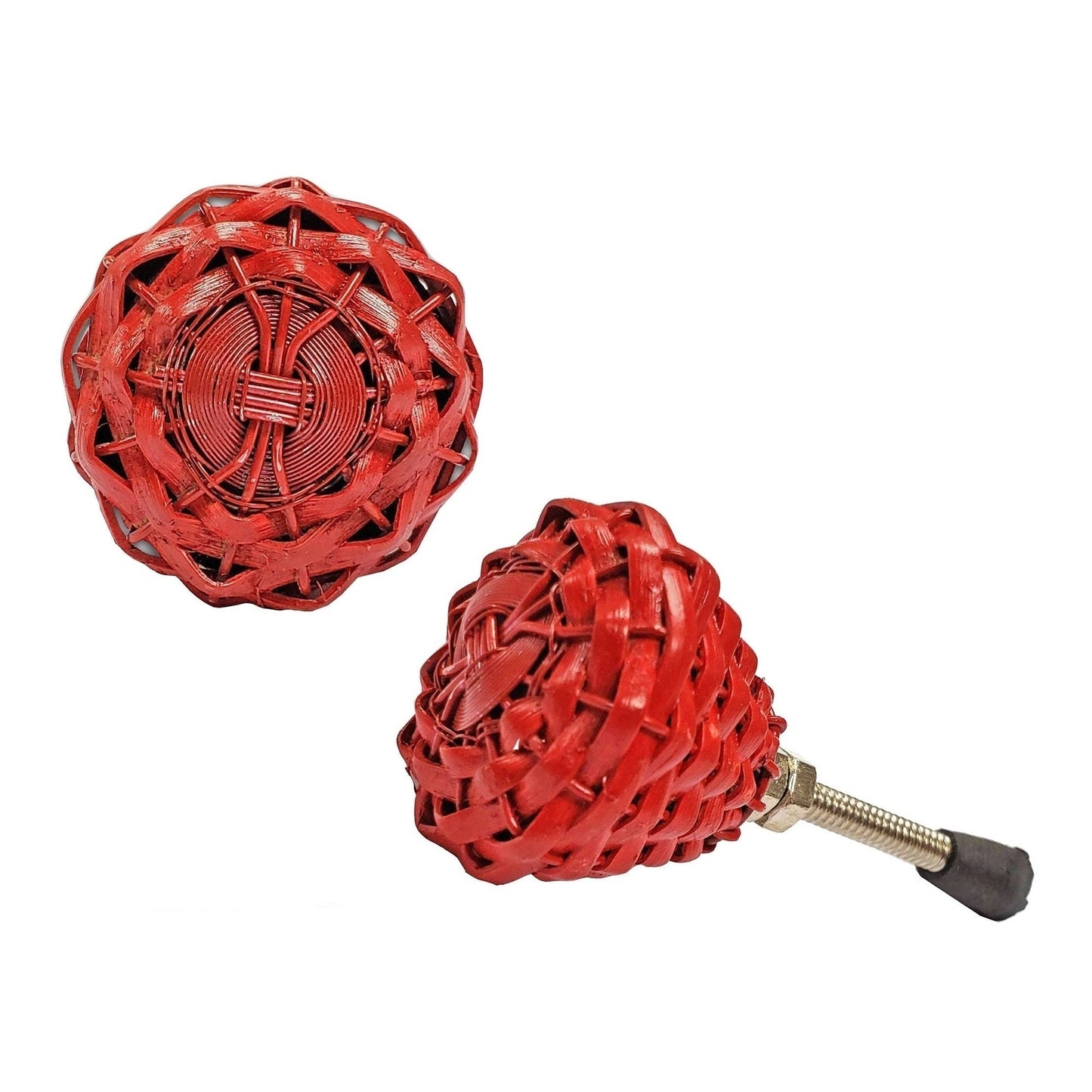 Woven Knot Knob, Red, Bamboo