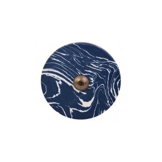 Round Multi Marble Stone Knobs, Navy