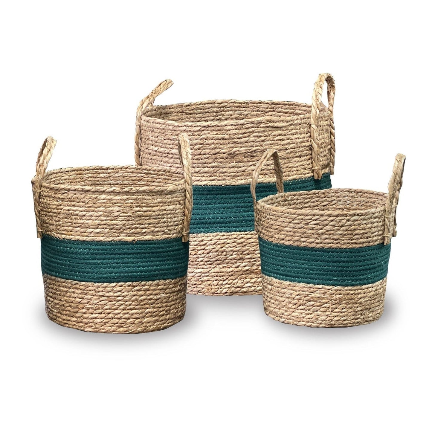 Rope Basket, Set of 3, Cotton+Cattail