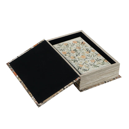 Set of 2 Decorative Book Boxes with Multi-Colored Floral Mo