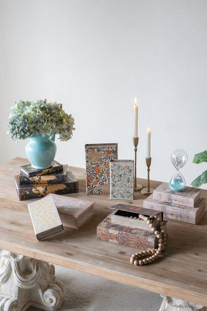 Set of 2 Decorative Book Boxes with Multi-Colored Floral Mo