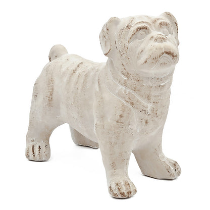 Standing Bulldog Figurine with Natural Beige Finish