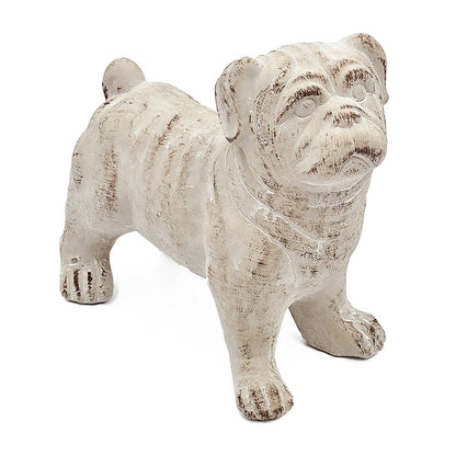Standing Bulldog Figurine with Natural Beige Finish