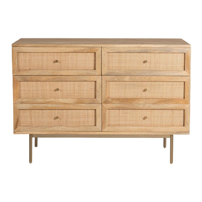 SP0110O, Raphia Wide Chest Of Drawers, 6 Drawers,