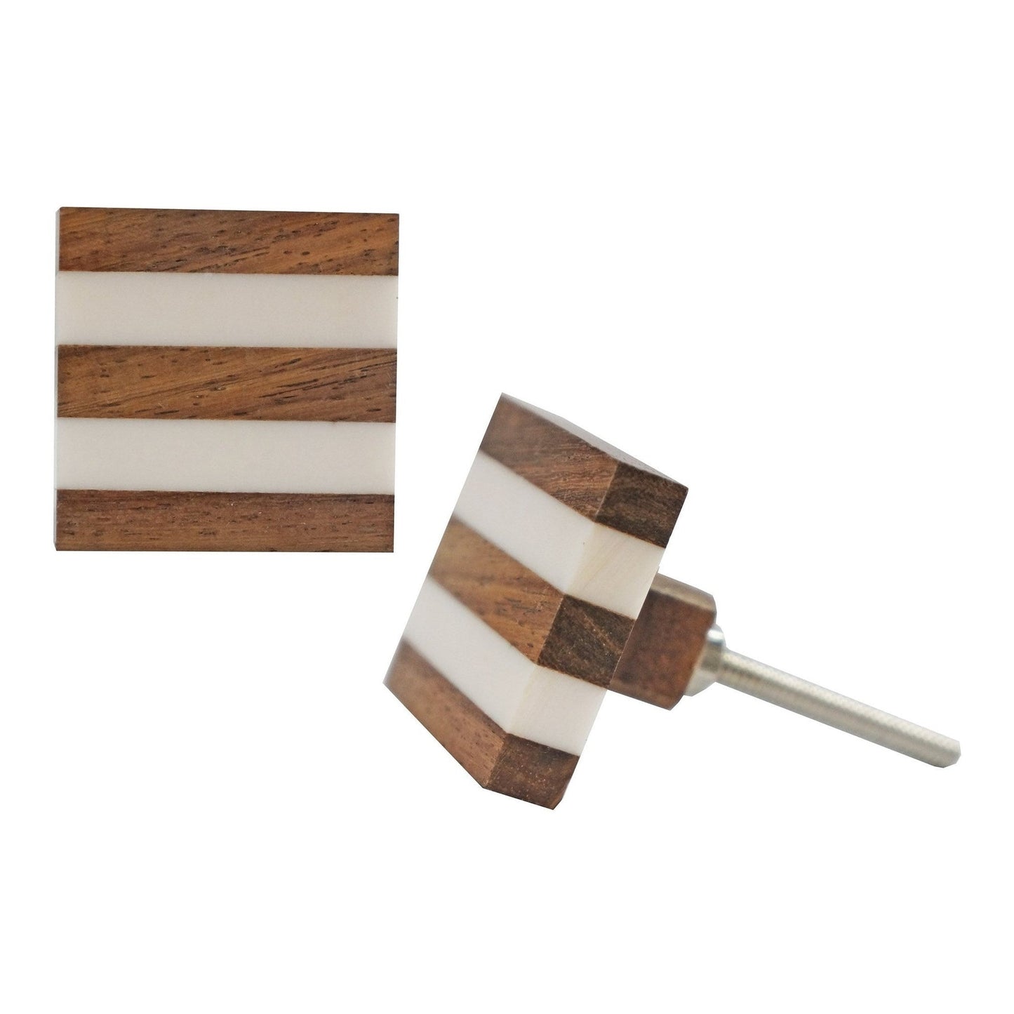 Striped Square Knob, Crm, Last Chance