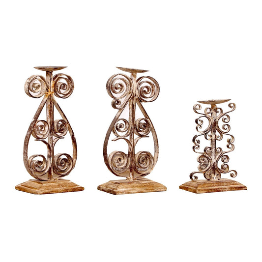 Rm-048418, Iron Swirl Candle Holder