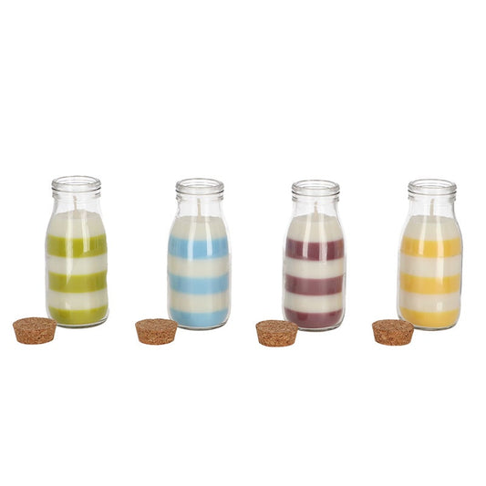 Striped Candle In Bottle Ass.