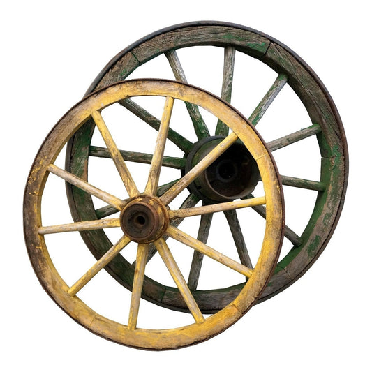 Antique Cart Wagon Wheels L - iDekor8