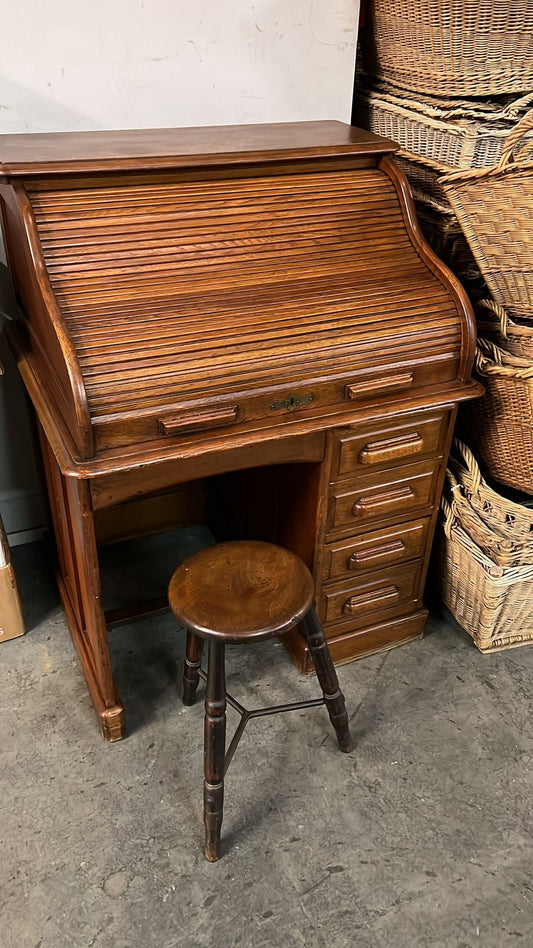 Vintage Writing Desk With Stool