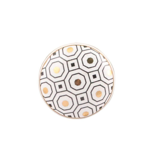 Ceramic Knob, White/Gold