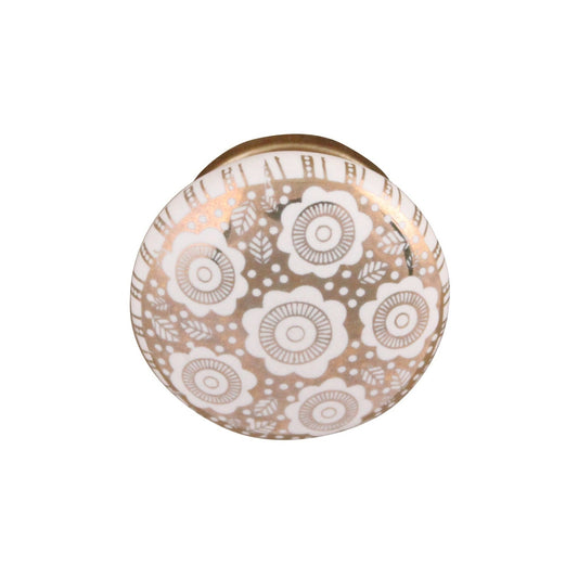 CERAMIC KNOB, WHITE/GOLD