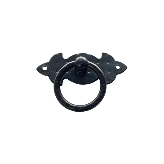 Iron Ring Puller On Plate, Black Forge, 2.6 in