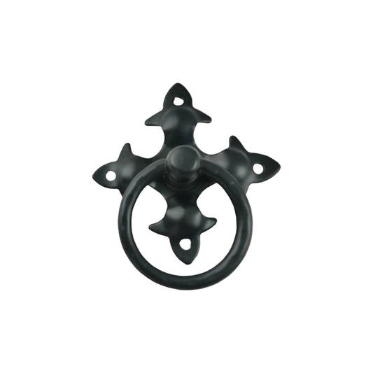 Iron Ring Puller On Plate, Black Forge, 2.4 in