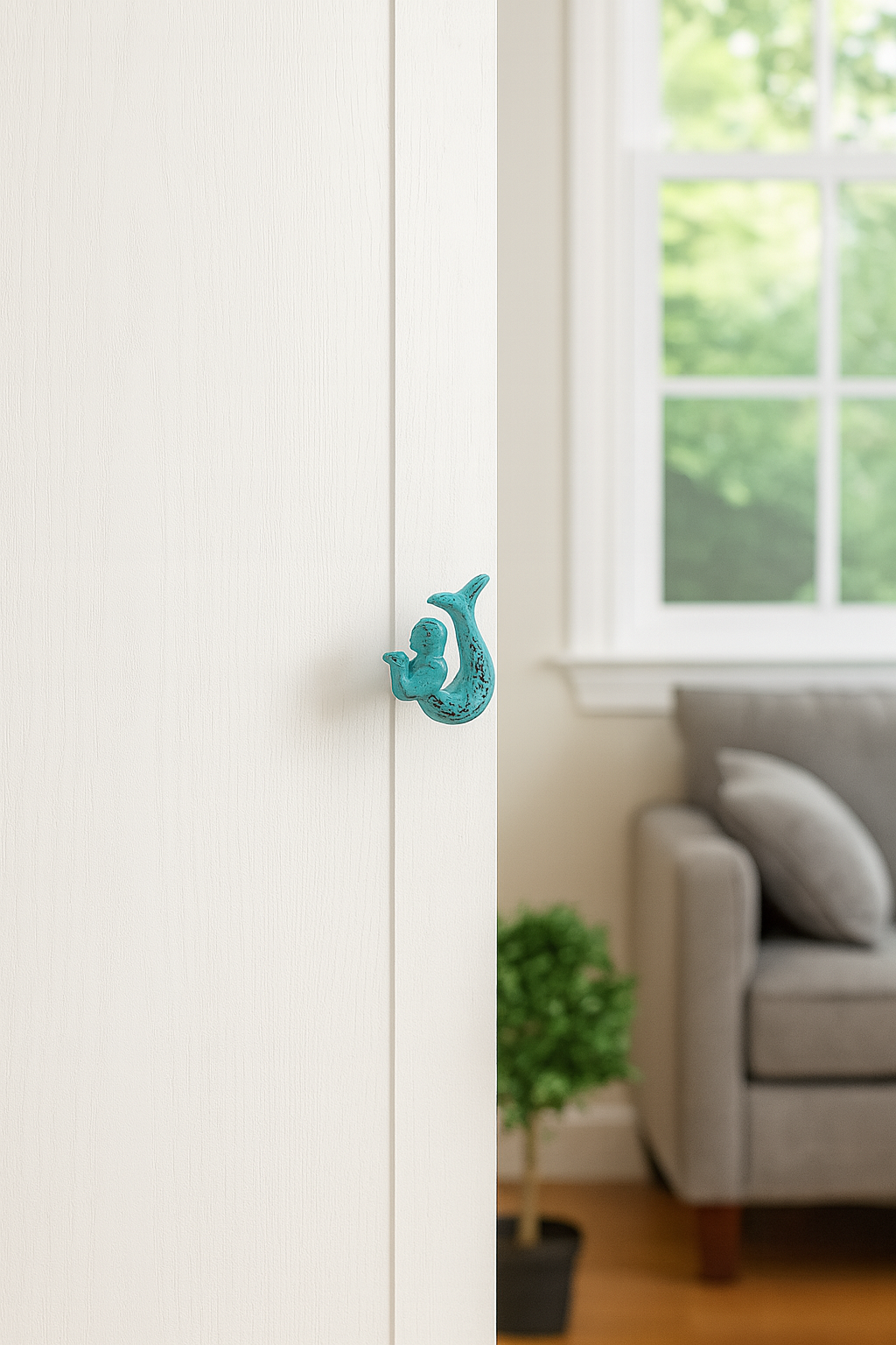 Mermaid Knob Metal Turquoise, Last Chance