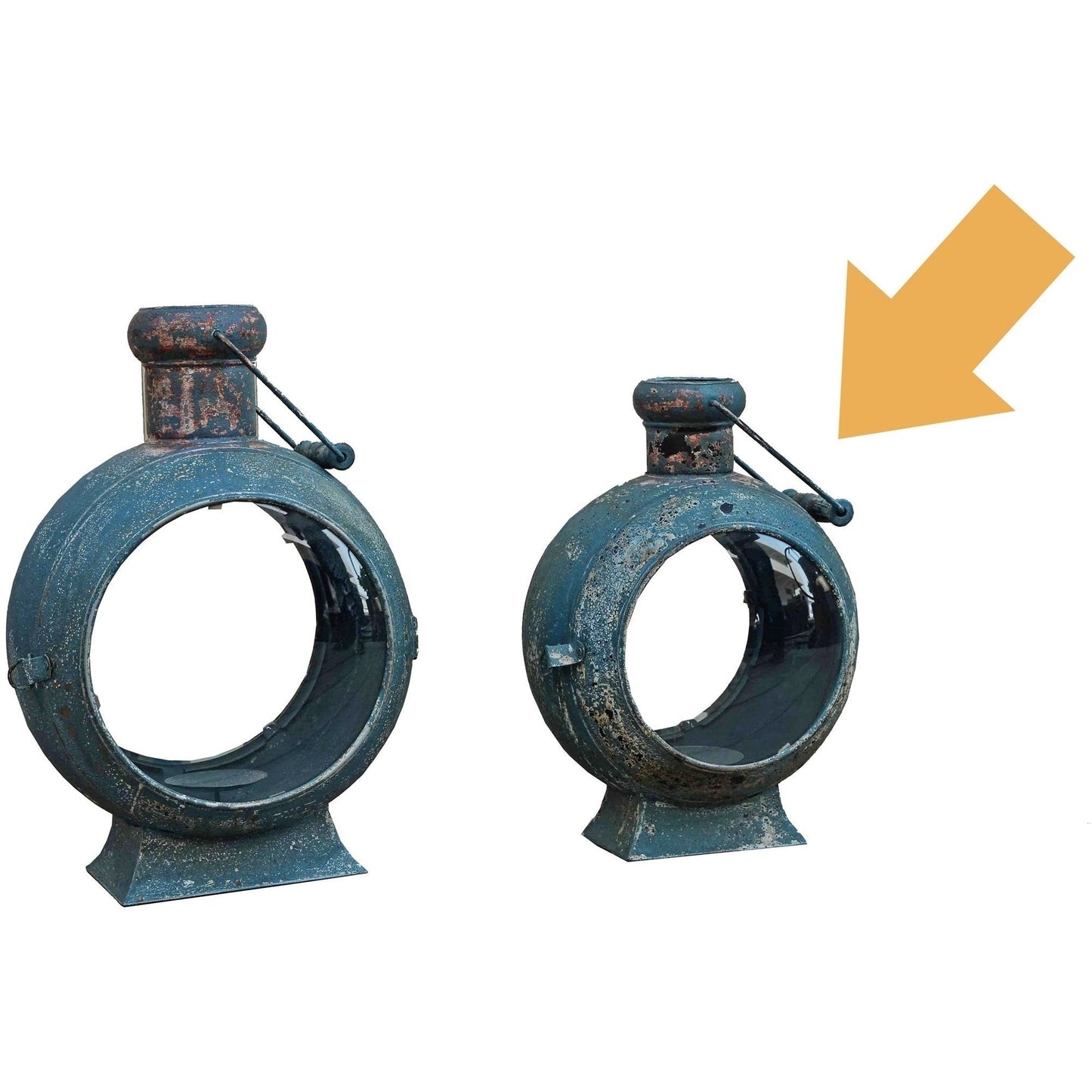 Round Lantern Small Blue/Gry