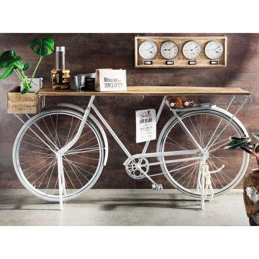 Euro Bicycle Console Table, White