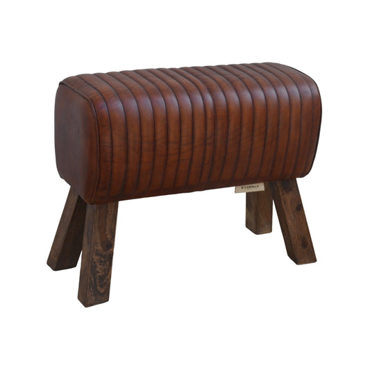 Reeded Wooden Seat Stool