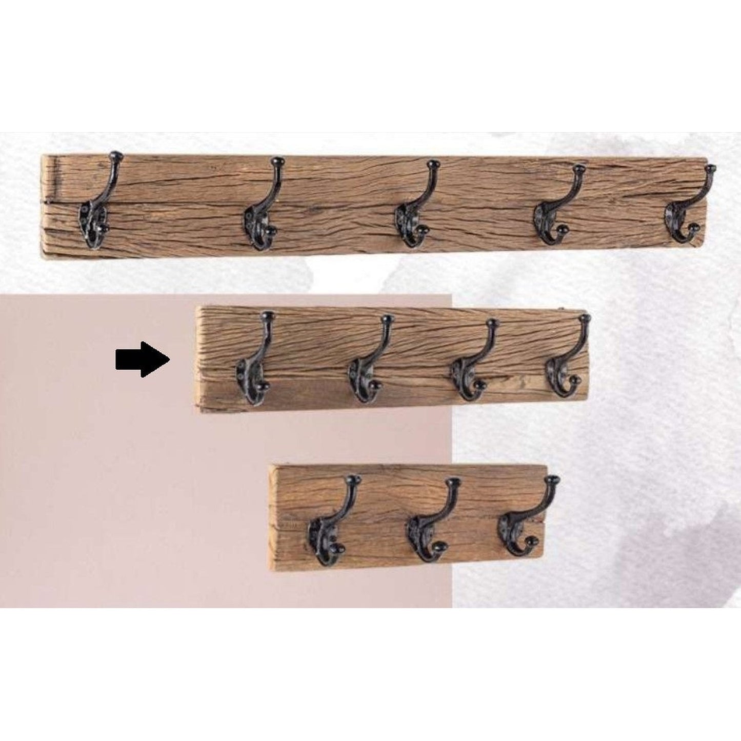 Locarno 4 Hook Wall Rack, Wood, Black