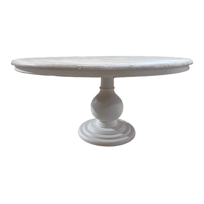 Wooden Pedestal Dining Table, Dia 60", White Base