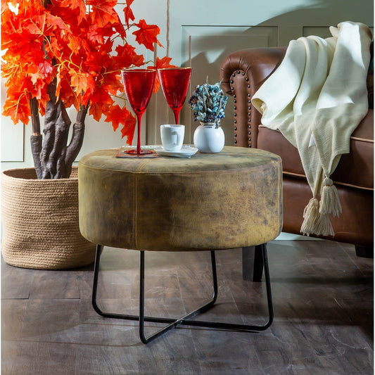 Rustic Leather Coffe Table/Stool