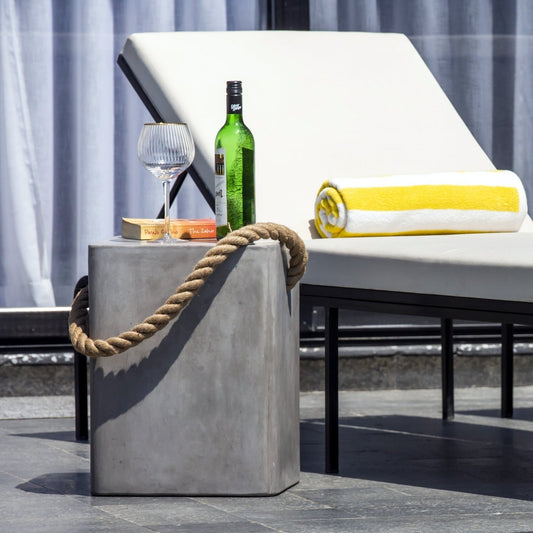 Concrete Accent Stool With Rope Handle