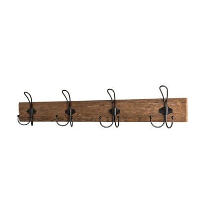 Wooden 4 Hooks Rack