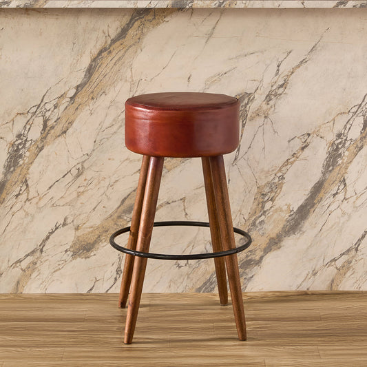 Wooden Havana Leather Bar Stool