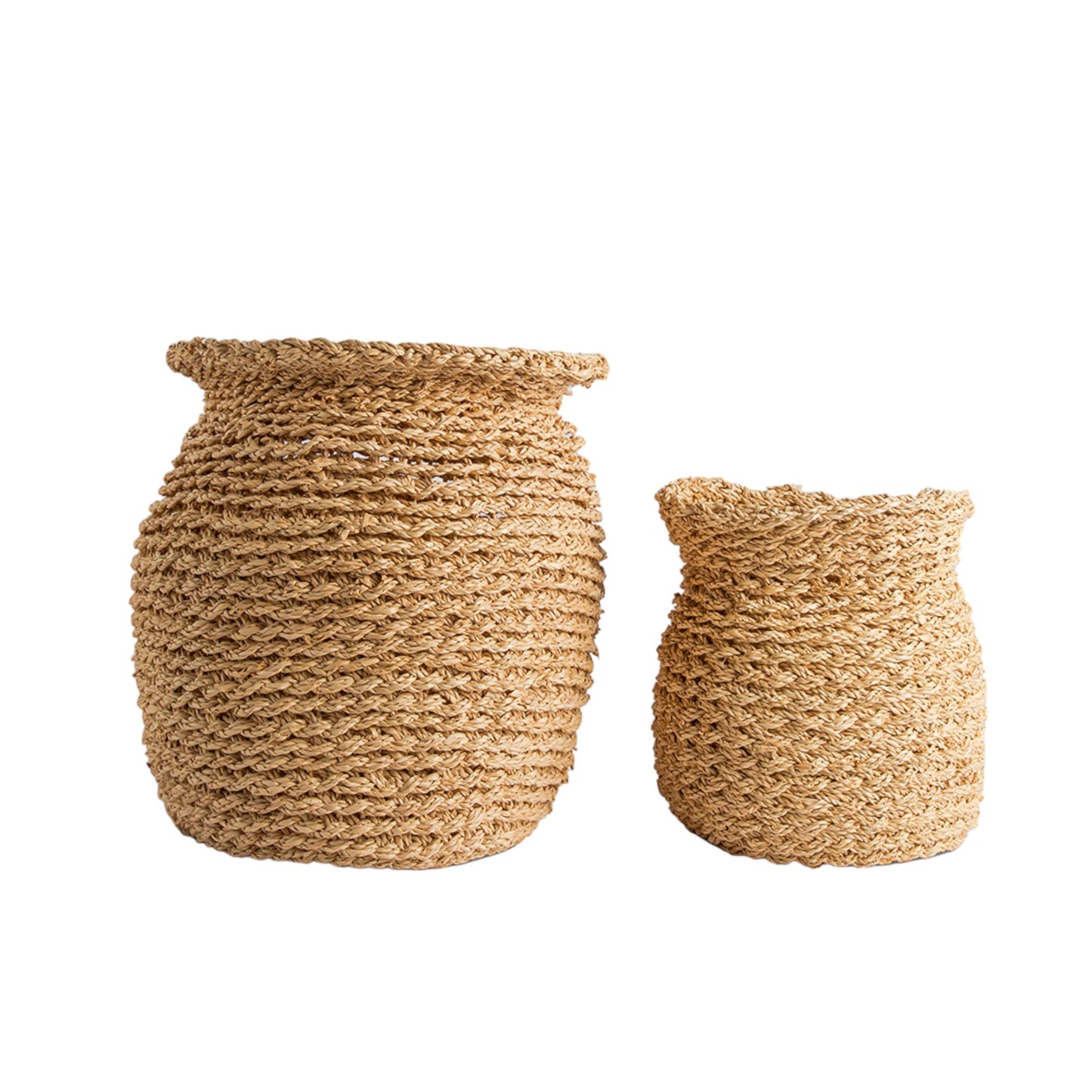 Isabell Woven Palm Planter Basket, Set Of 2