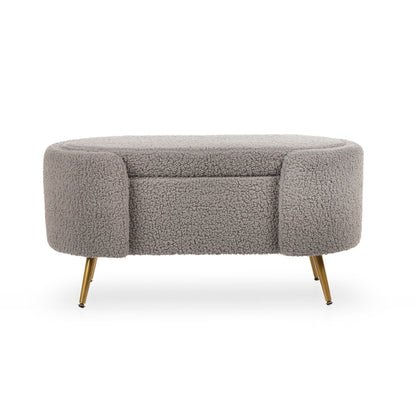 Oval Storage Bench, Grey