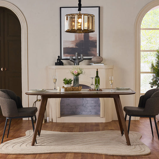 Breeze Cane Dining Table, Dark Walnut