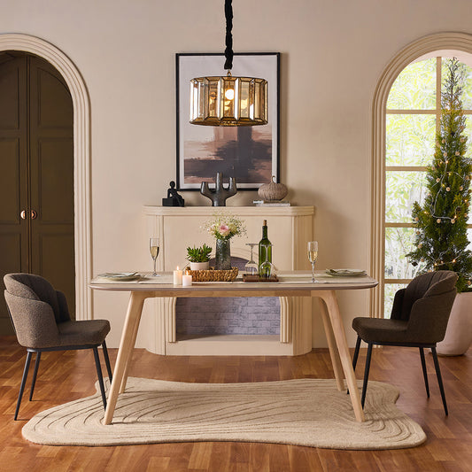 Breeze Cane Dining Table, White Oak