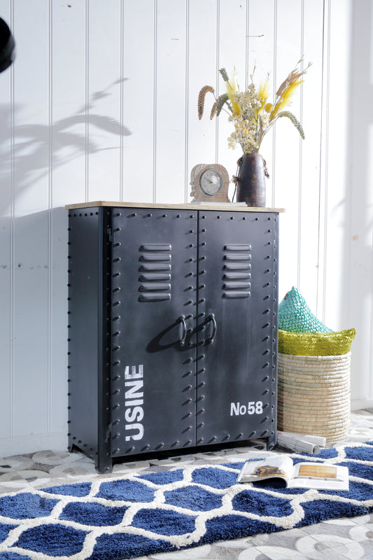 Iron Sideboard With Mango Wooden Top (VV-5897B)