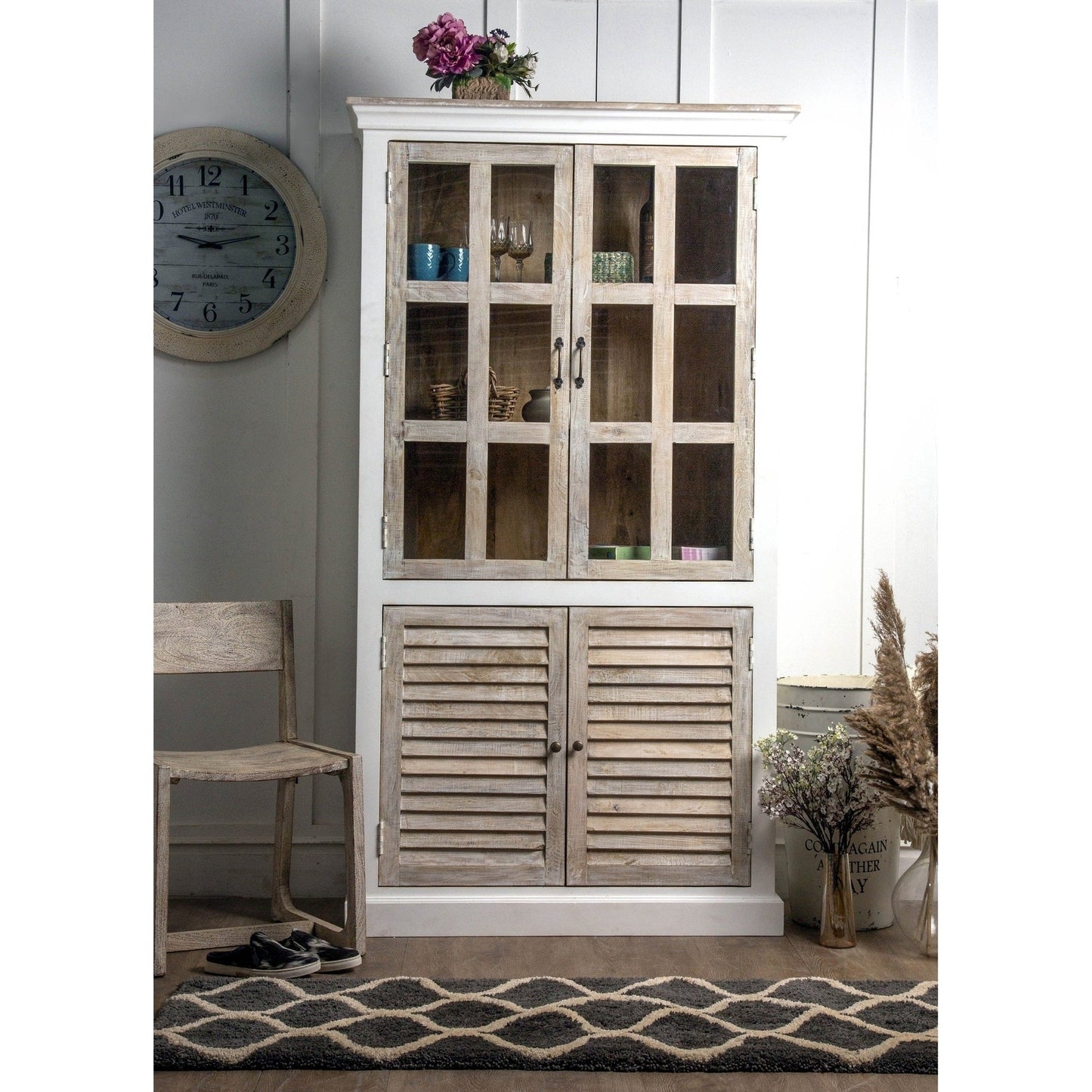 78.8" Tall Wooden Cabinet, Antique White