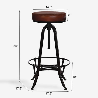 Industrial Bar Stool, Leather