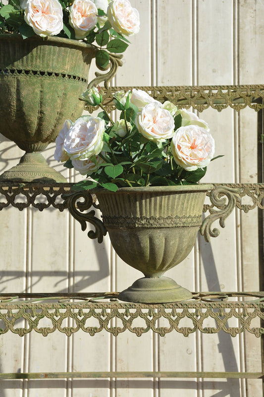 Aged Metal Green Urn Round S