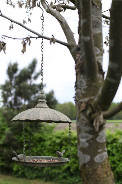 Aged Metal Green Hanging Birdfeeder