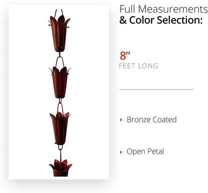 Open Petal Rain Chain. Iron.