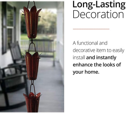 Open Petal Rain Chain. Iron.