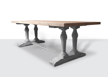 Long Recycled Old Pine Dining Table, Rustic Grey