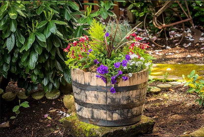 Half Barrel Garden Planter, 17' tall x 28' wide at belly