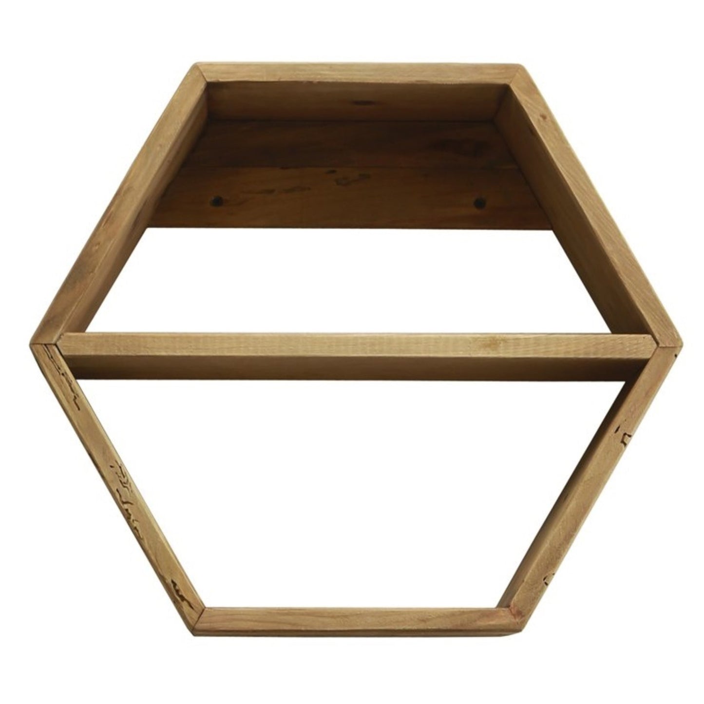 Reclaimed Wooden Hexagon Shelf With Divider