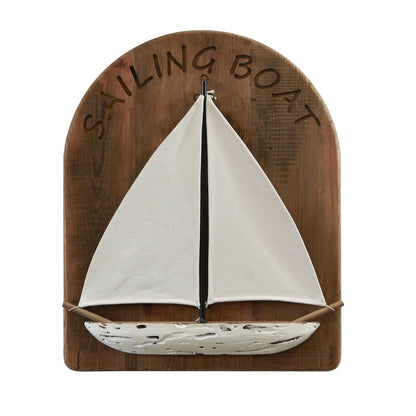 Reclaimed Wooden Sailing Boat Wall Decor, White