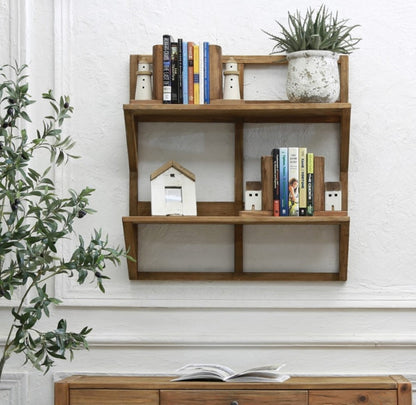 Reclaimed Wooden Double Shelf Unit