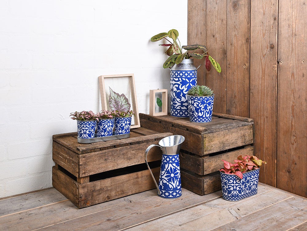 Portuguese Flower Pots On Tray