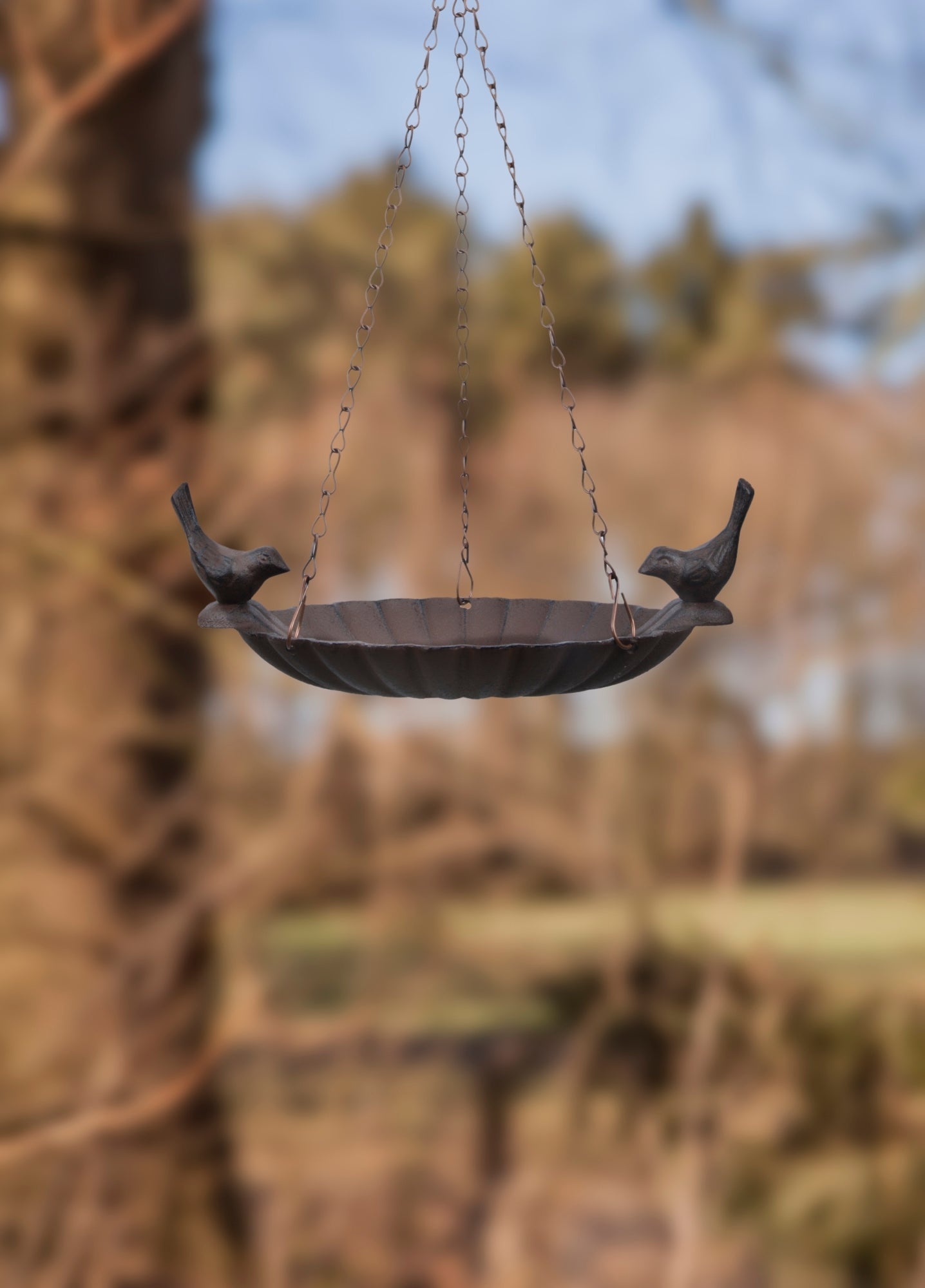 Hanging Birdbath With 2 Birds