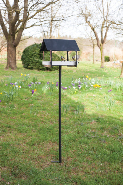 Bird Table On Stick Dark Grey/White