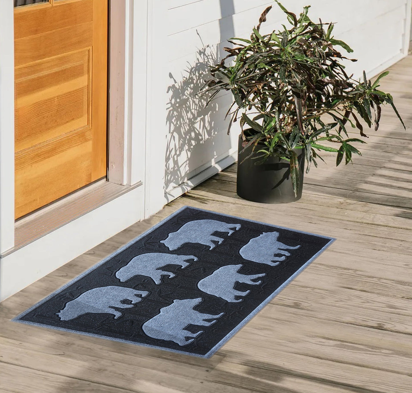 Bears In The Woods Doormat, Moulded Polypropylene